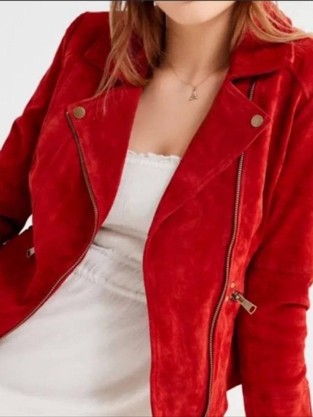 Urban Outfitters Suede Moto Jacket Burnt Orange Sz XS